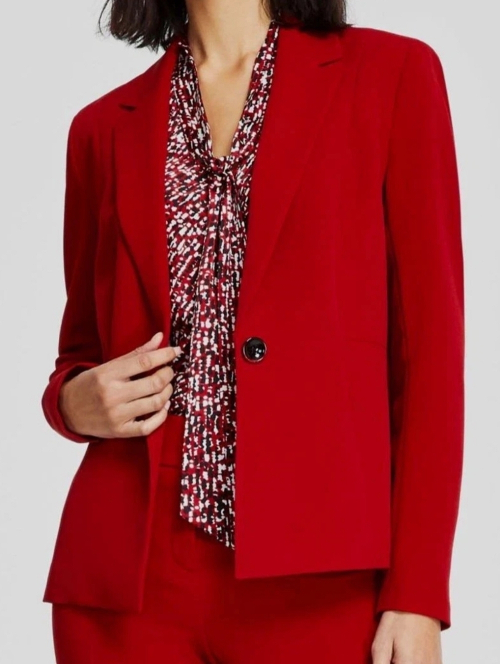 Kasper Vibrant Red Single-Button Tailored Blazer NWT.